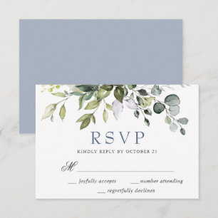 Watercolor Eucalyptus Elegant Greenery Wedding RSVP Card