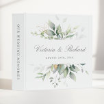 Watercolor Eucalyptus Elegant Wedding  3 Ring Binder<br><div class="desc">Beautiful wedding album featuring watercolor eucalyptus and gold leaves.</div>
