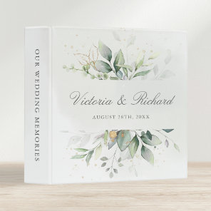 Watercolor Eucalyptus Elegant Wedding 3 Ring Binder