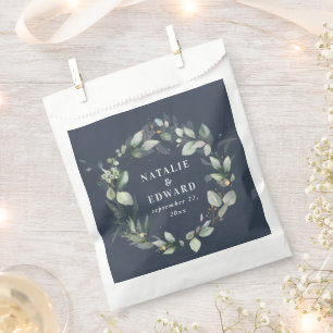 Watercolor eucalyptus elegant wedding party favor bag