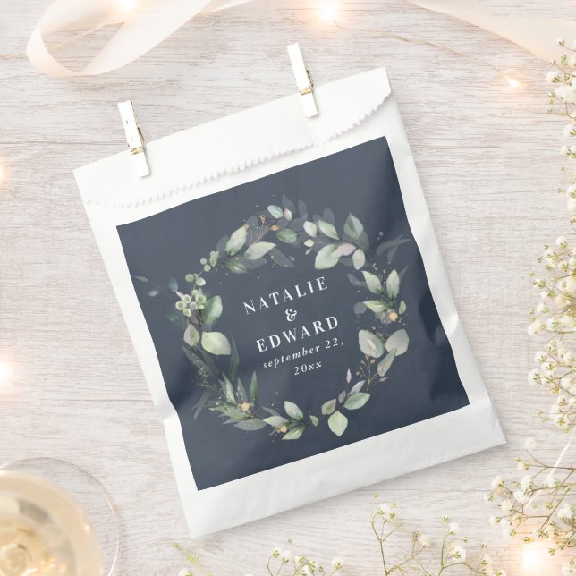 Watercolor eucalyptus elegant wedding party favor bag (Clipped)