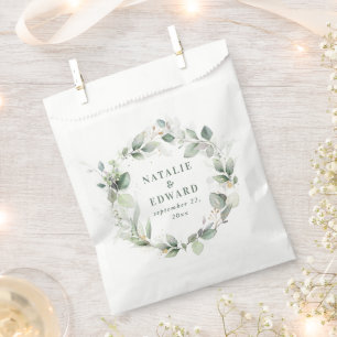 Watercolor eucalyptus elegant wedding party favor  bag