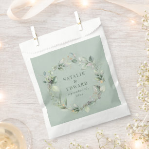 Watercolor eucalyptus elegant wedding party favor bag