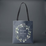 Watercolor eucalyptus elegant wedding party favor  tote bag<br><div class="desc">Watercolor eucalyptus elegant navy blue wedding party favor cookies. Part of a complete wedding suite</div>