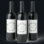 Watercolor eucalyptus elegant wedding party favor wine label<br><div class="desc">Watercolor eucalyptus elegant green wedding party favor decor wine label. Part of a complete wedding suite</div>