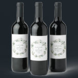 Watercolor eucalyptus elegant wedding party favor wine label<br><div class="desc">Watercolor eucalyptus elegant green wedding party favor decor wine label. Part of a complete wedding suite</div>