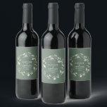 Watercolor eucalyptus elegant wedding party favor  wine label<br><div class="desc">Watercolor eucalyptus elegant green wedding party favor decor wine label. Part of a complete wedding suite</div>