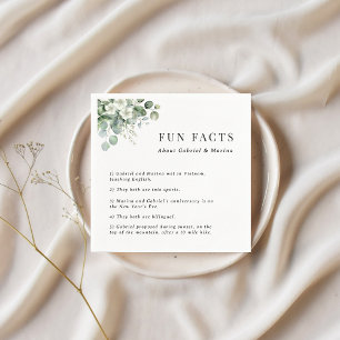 Watercolor Eucalyptus Floral 5 Fun Facts Wedding Napkins