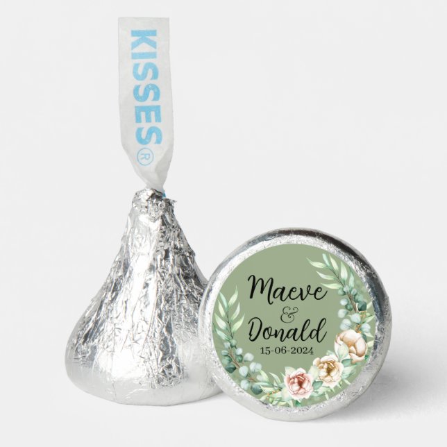 Watercolor Eucalyptus floral greenery typography Hershey®'s Kisses® (Front)