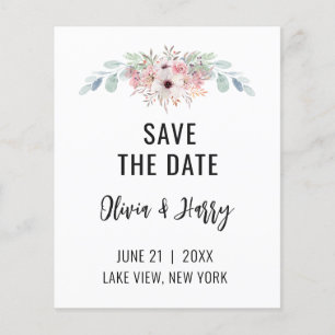 Watercolor Eucalyptus Floral Save The Date Flyer