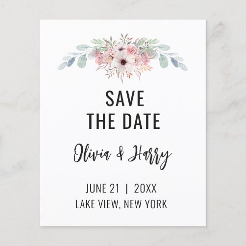 Watercolor Eucalyptus Floral Save The Date Flyer 