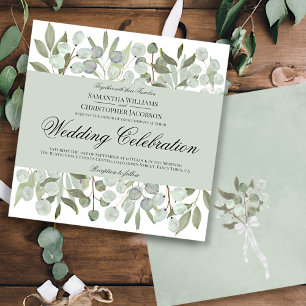 Watercolor Eucalyptus & Foliage Boho Chic Wedding Invitation