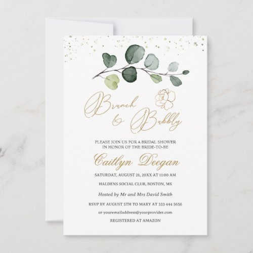 Watercolor Eucalyptus Foliage Bridal Brunch Invitation