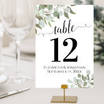 Watercolor Eucalyptus Foliage Elegant Boho Wedding Table Number<br><div class="desc">These beautiful wedding table number cards feature an elegant boho chic design with hand painted watercolor sprigs of eucalyptus leaves and garden greenery in shades of mint, moss, and sage green. Perfect way to make your wedding reception beautiful and help your guests find the right table at the same time....</div>