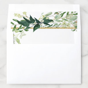Watercolor Eucalyptus Foliage Leaf Gold Watercolor Envelope Liner