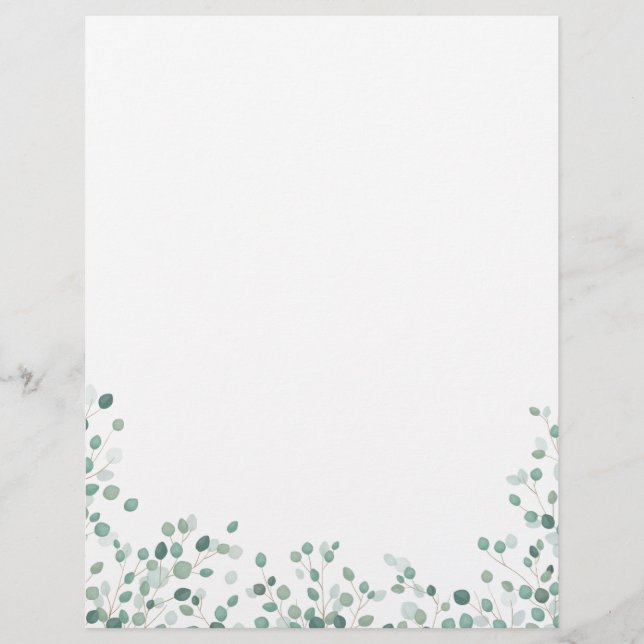 Watercolor Eucalyptus Foliage  Stationery (Front)