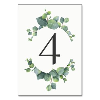 Watercolor Eucalyptus Foliage Table Number Card