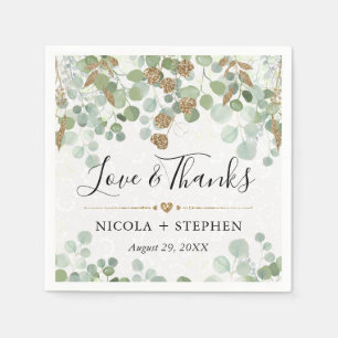 Watercolor Eucalyptus Foliage Wedding Napkins