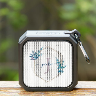 Watercolor Eucalyptus Frame Lavender Monogram Bluetooth Speaker