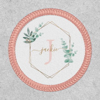 Watercolor Eucalyptus Frame Monogram Patch