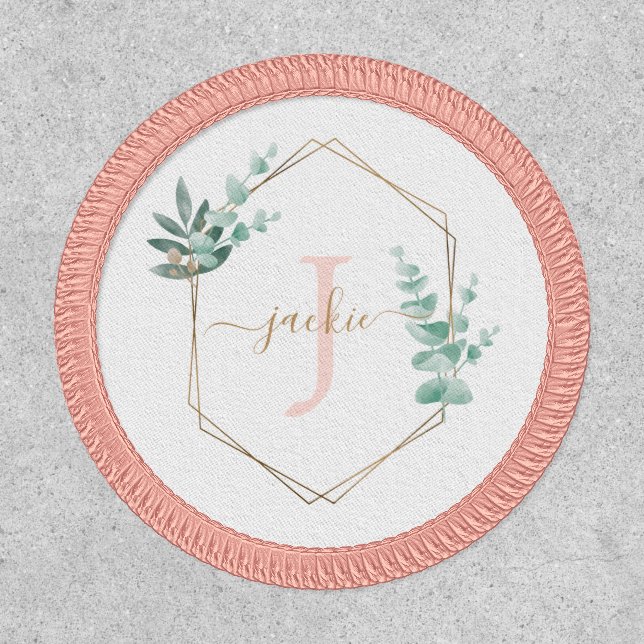Watercolor Eucalyptus Frame Monogram Patch (Front)