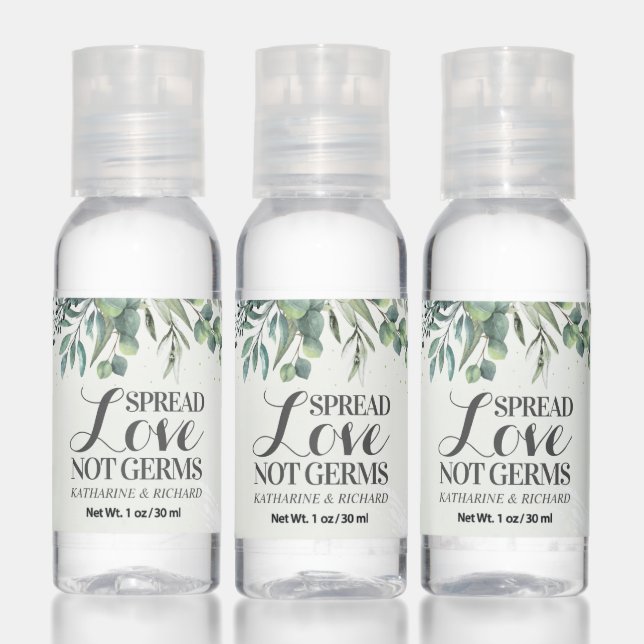 Watercolor Eucalyptus Garden Wedding Favor Hand Sanitizer (Set)