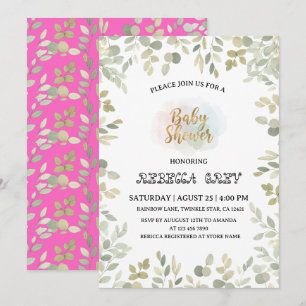 Watercolor Eucalyptus Gender Neutral Baby Shower Invitation