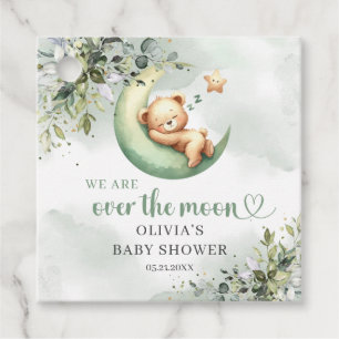 Watercolor eucalyptus gender neutral over the moon favor tags