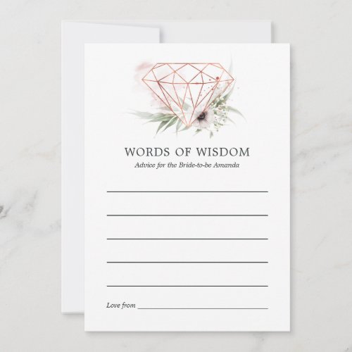 Watercolor Eucalyptus Geometric Bridal Shower Advice Card