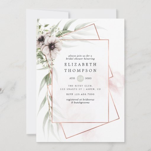 Watercolor Eucalyptus Geometric Bridal Shower Invitation Zazzle 7913