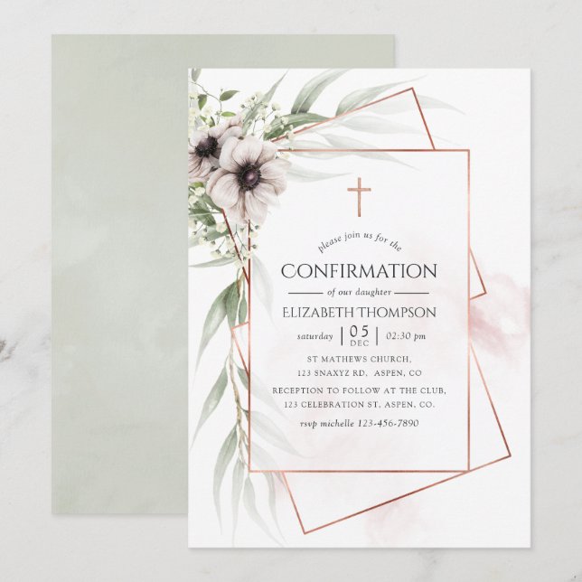 Watercolor Eucalyptus Geometric Confirmation Invitation (Front/Back)