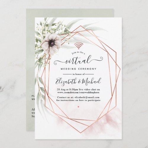 Watercolor Eucalyptus Geometric Virtual Wedding Invitation