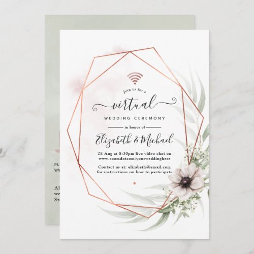 Watercolor Eucalyptus Geometric Virtual Wedding Invitation