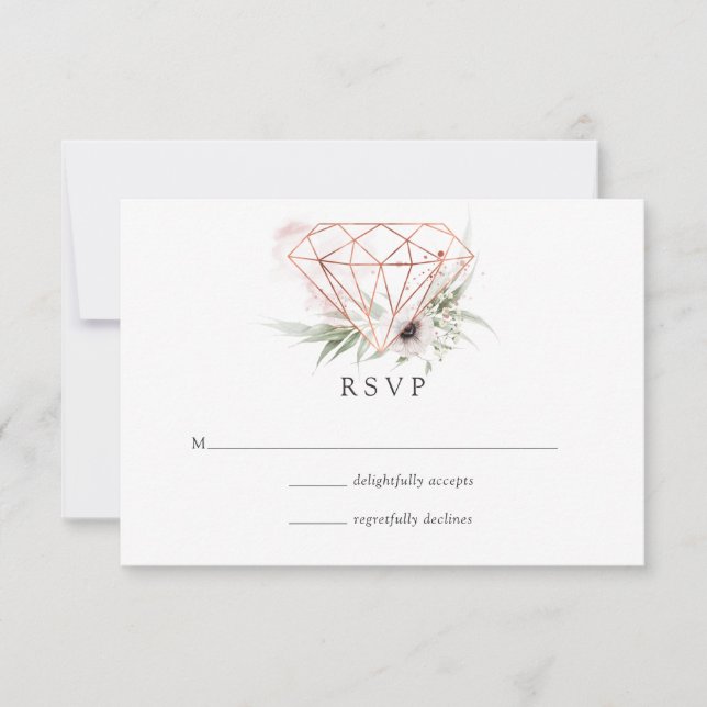 Watercolor Eucalyptus Geometric Wedding RSVP Card (Front)