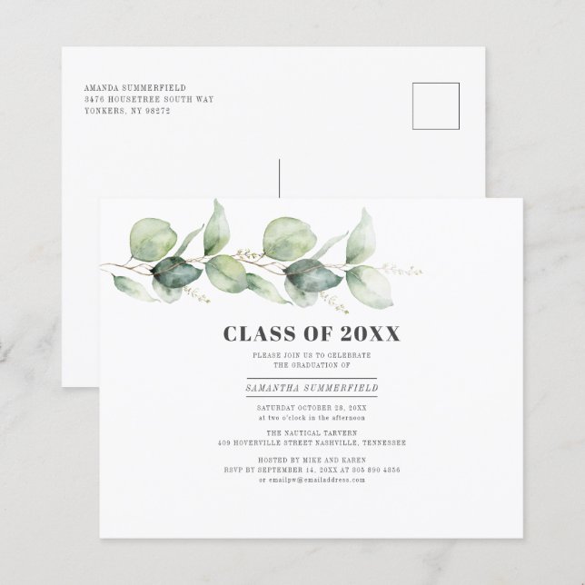 Watercolor Eucalyptus Graduation 2025 Party (Front/Back)