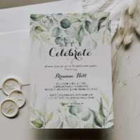 Watercolor Eucalyptus Green Let's Celebrate Party