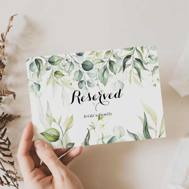 Watercolor Eucalyptus Green Wedding Reserved Sign (Creator Uploaded)