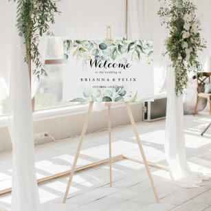 Watercolor Eucalyptus Green Wedding Welcome Sign