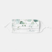 Watercolor Eucalyptus Green White Personalized Adult Cloth Face Mask (Front, Folded)