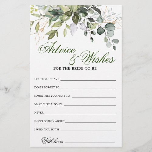 Watercolor Eucalyptus Greenery Advice Card