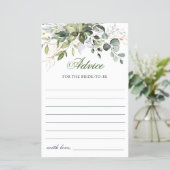 Watercolor Eucalyptus Greenery Advice Card (Standing Front)