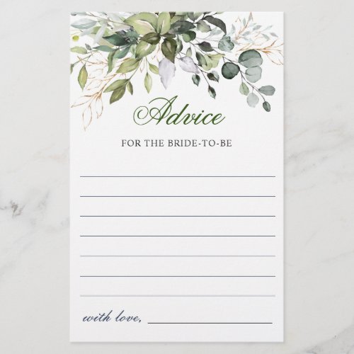 Watercolor Eucalyptus Greenery Advice Card