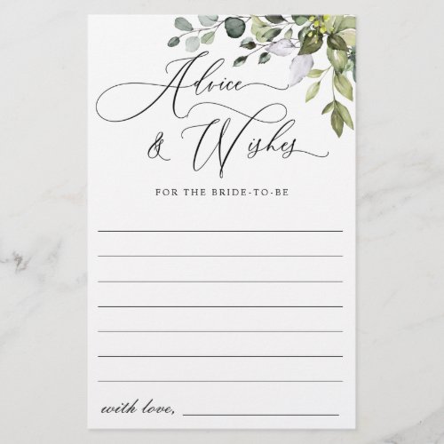 Watercolor Eucalyptus Greenery Advice Card