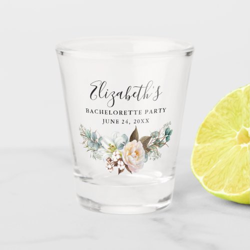 Watercolor Eucalyptus Greenery Bachelorette Party Shot Glass