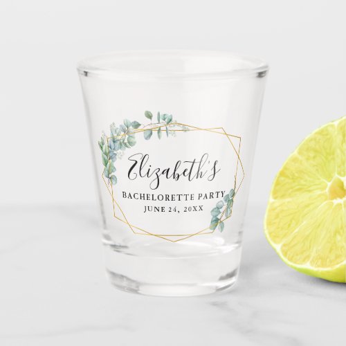 Watercolor Eucalyptus Greenery Bachelorette Party Shot Glass