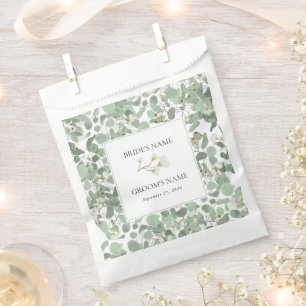 Watercolor Eucalyptus Greenery Blossoms Wedding Favor Bag