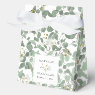 Watercolor Eucalyptus Greenery Blossoms Wedding Favor Boxes