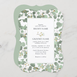 Watercolor Eucalyptus Greenery Blossoms Wedding Invitation