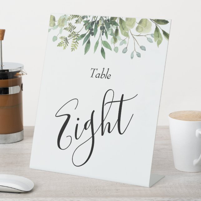 Watercolor Eucalyptus & Greenery Botanical Wedding Pedestal Sign (In SItu)