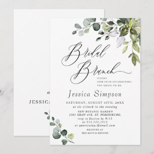Watercolor Eucalyptus Greenery Bridal Brunch Invitation